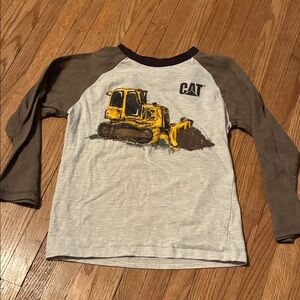 Caterpillar Kids Long Sleeve Shirt - Gray and Brown with Bulldozer